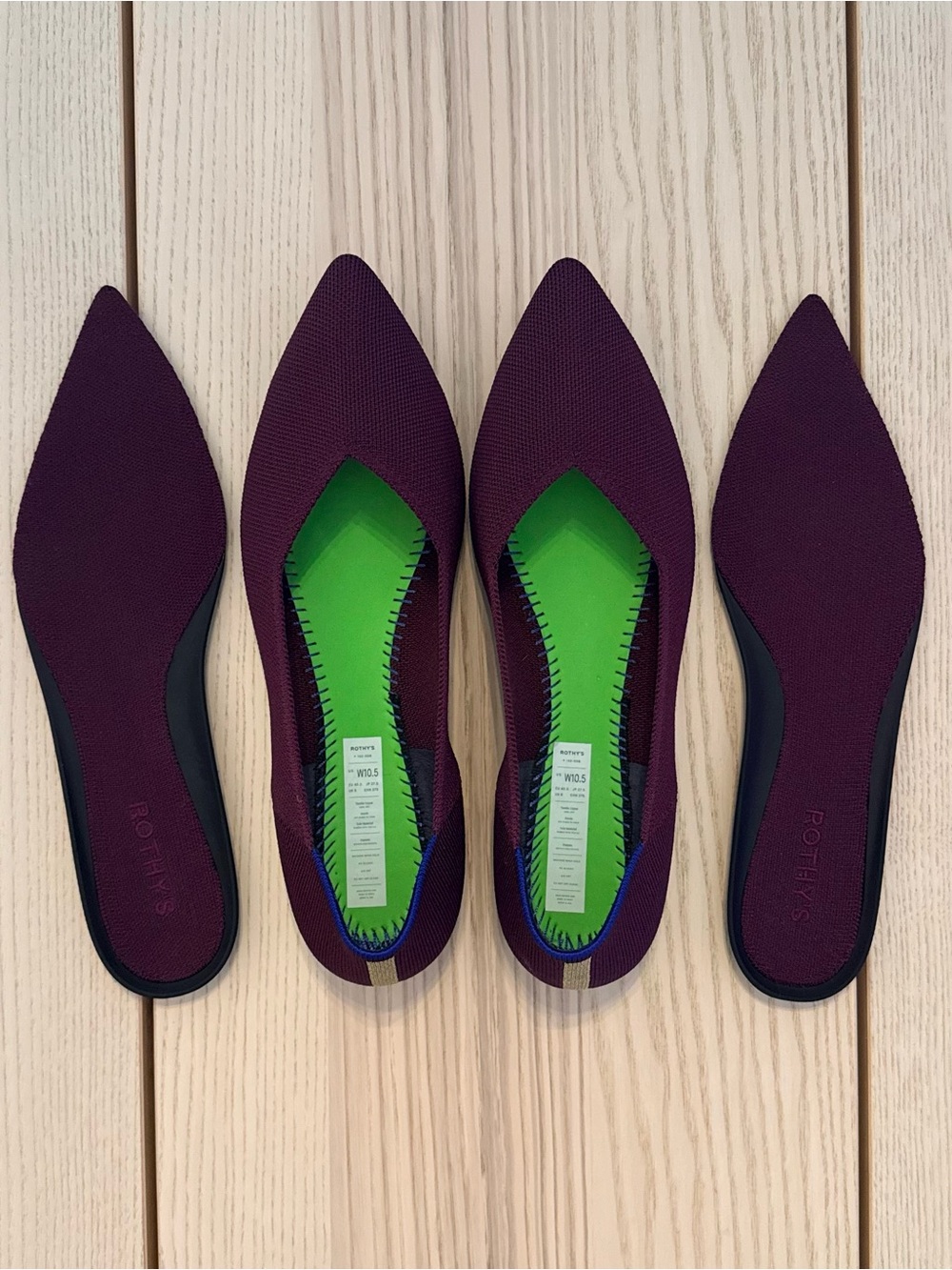 Rothy’s The Point Flats Boysenberry Purple Knit Washable Women’s 10.5 - Picture 7 of 9